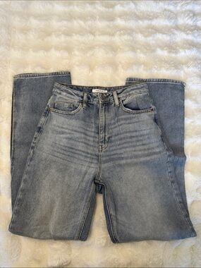 Agolde Straight-Leg  open side bottom Jeans in Light Blue Wash